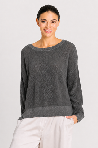 Pima Cotton Metallic Mini Seed Stitch - Asphalt/Silver