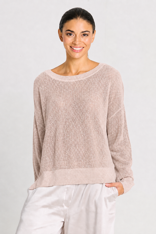 Pima Cotton Metallic Mini Seed Stitch - Blush/Silver