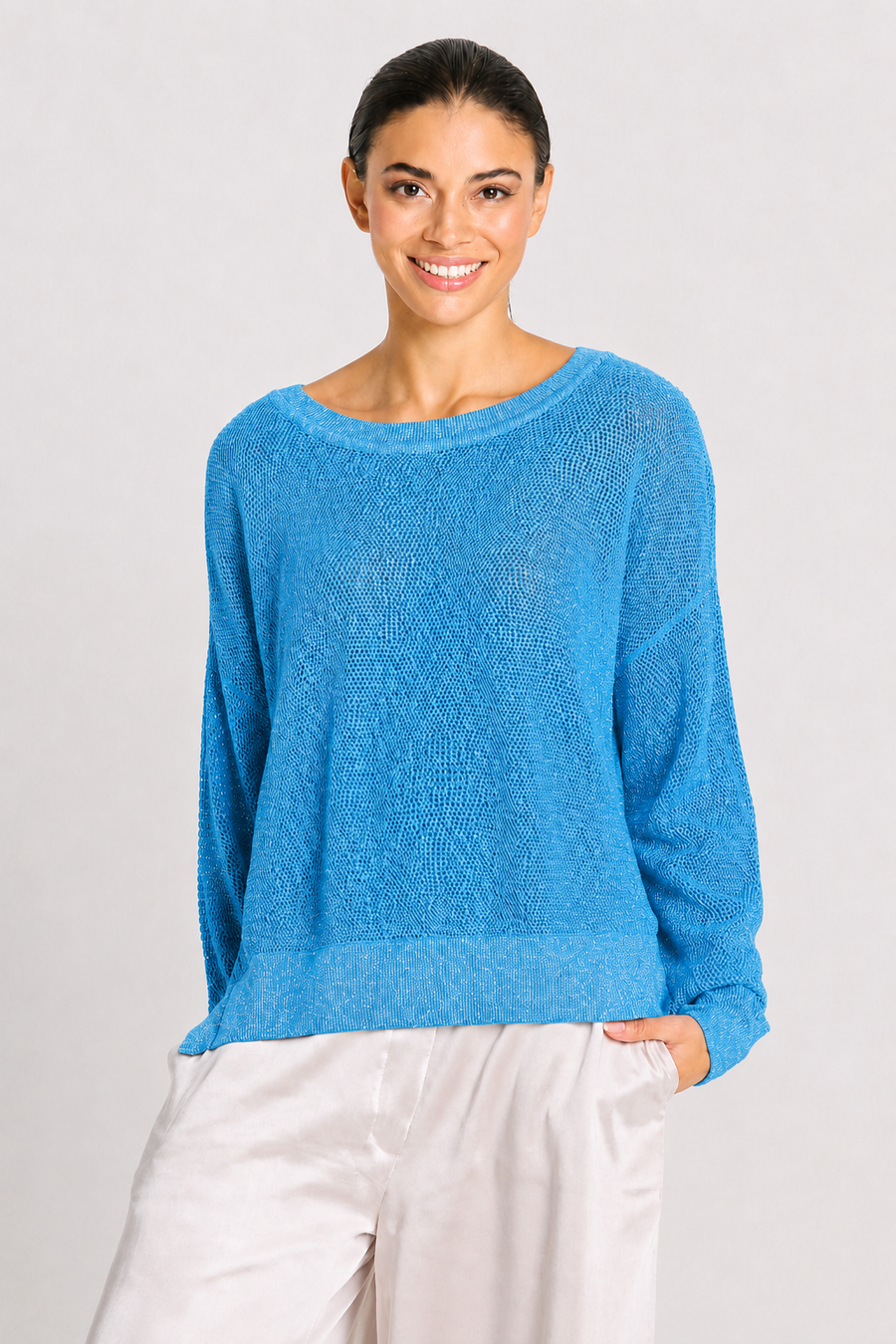 Pima Cotton Metallic Mini Seed Stitch - Peacock/Silver - Glamourous Grace