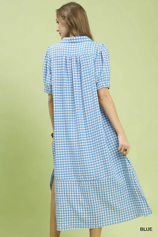 Umgee Gingham Midi Dress with Side Pockets - Glamourous Grace