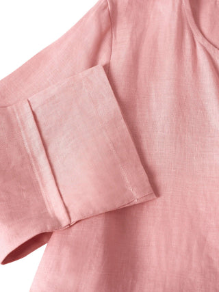 LINTICO 100% linen loose fit maxi dress with button waist and gathered skirt, perfect for casual summer wear.