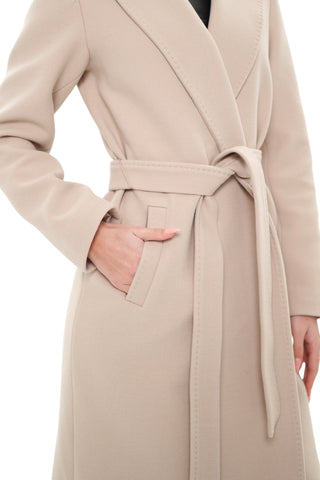 Windsor Classic Wraparound Cashmere Blend Overcoat in Nude