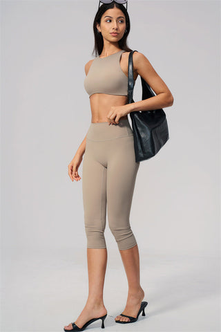The Twirl Open Back Sports Bra Capri Leggings 2-Piece Set