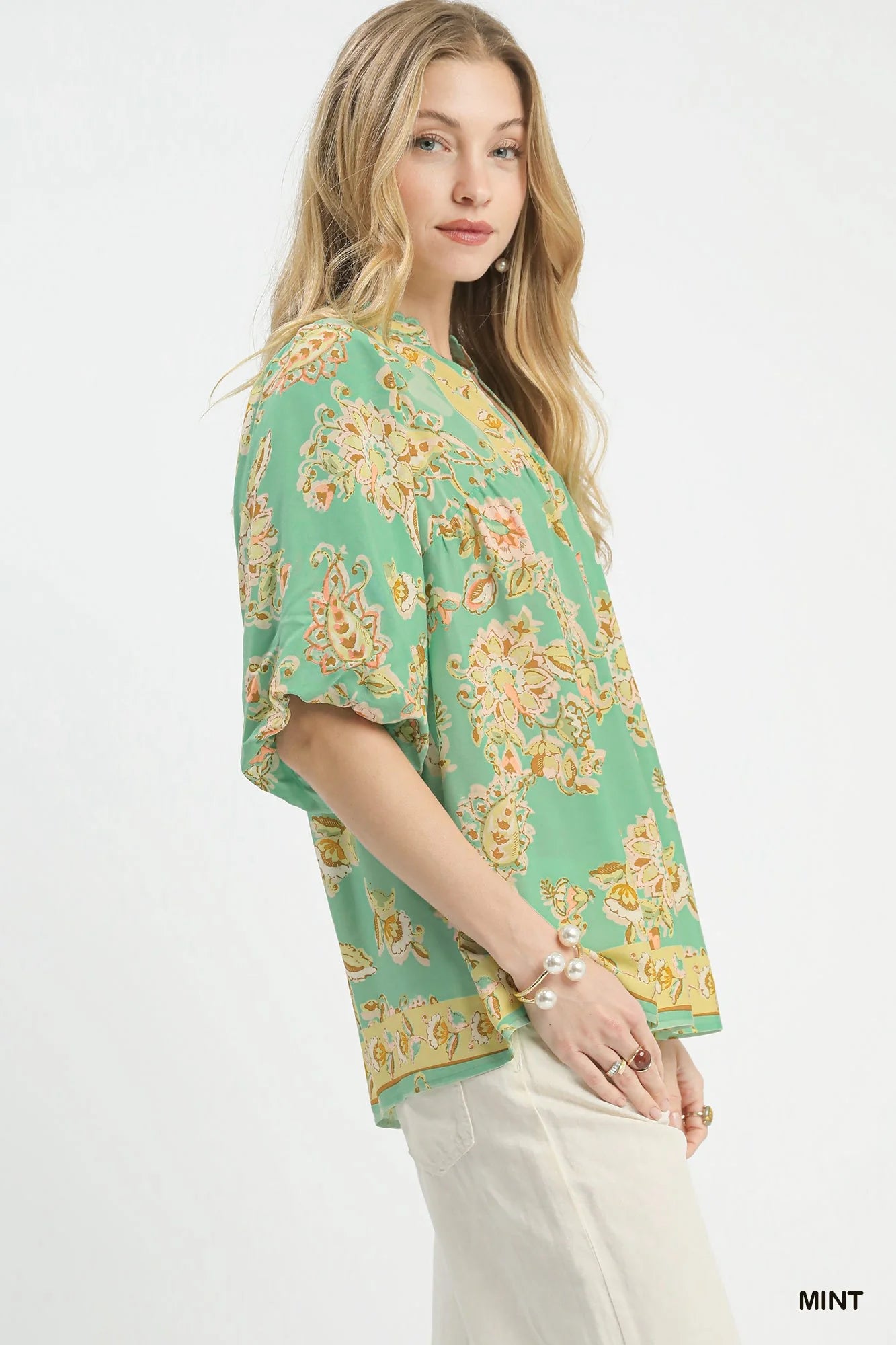 Umgee Apricot Floral Boho Blouse - Glamourous Grace