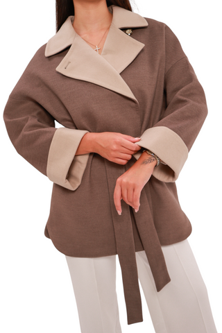 Sandro Cashmere Blend Overcoat in Latte