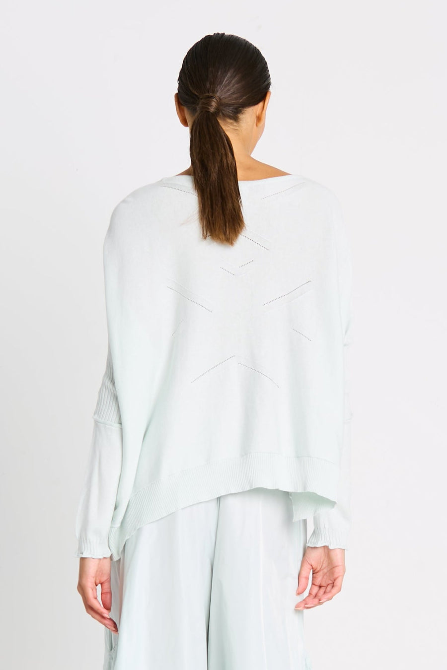 Pima Cotton Stitches Boatneck Sweater - Mint - Glamourous Grace