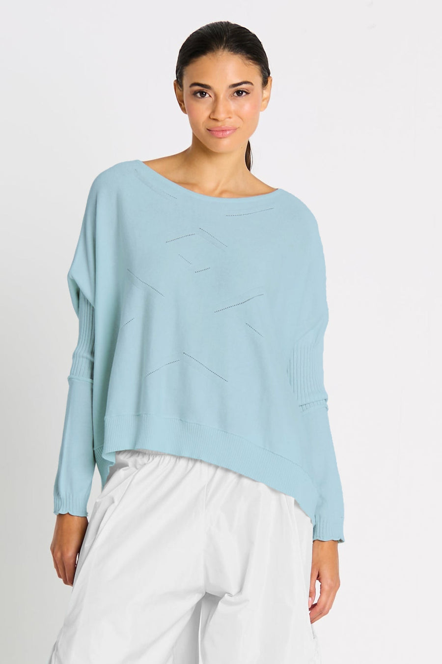 Pima Cotton Stitches Boatneck Sweater - Cameo - Glamourous Grace