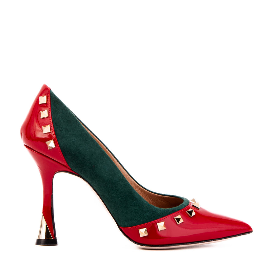 The Bella Vita Studded Red & Green Leather Pump Women Shoe - Glamourous Grace