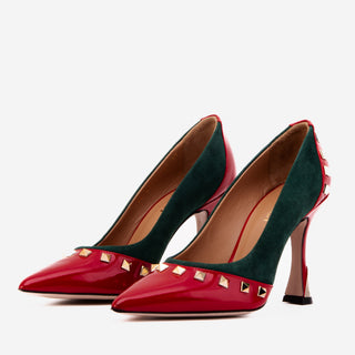 The Bella Vita Studded Red & Green Leather Pump Women Shoe - Glamourous Grace