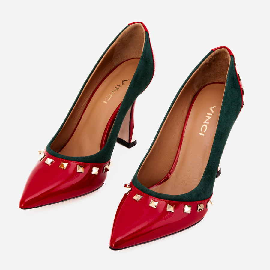 The Bella Vita Studded Red & Green Leather Pump Women Shoe - Glamourous Grace