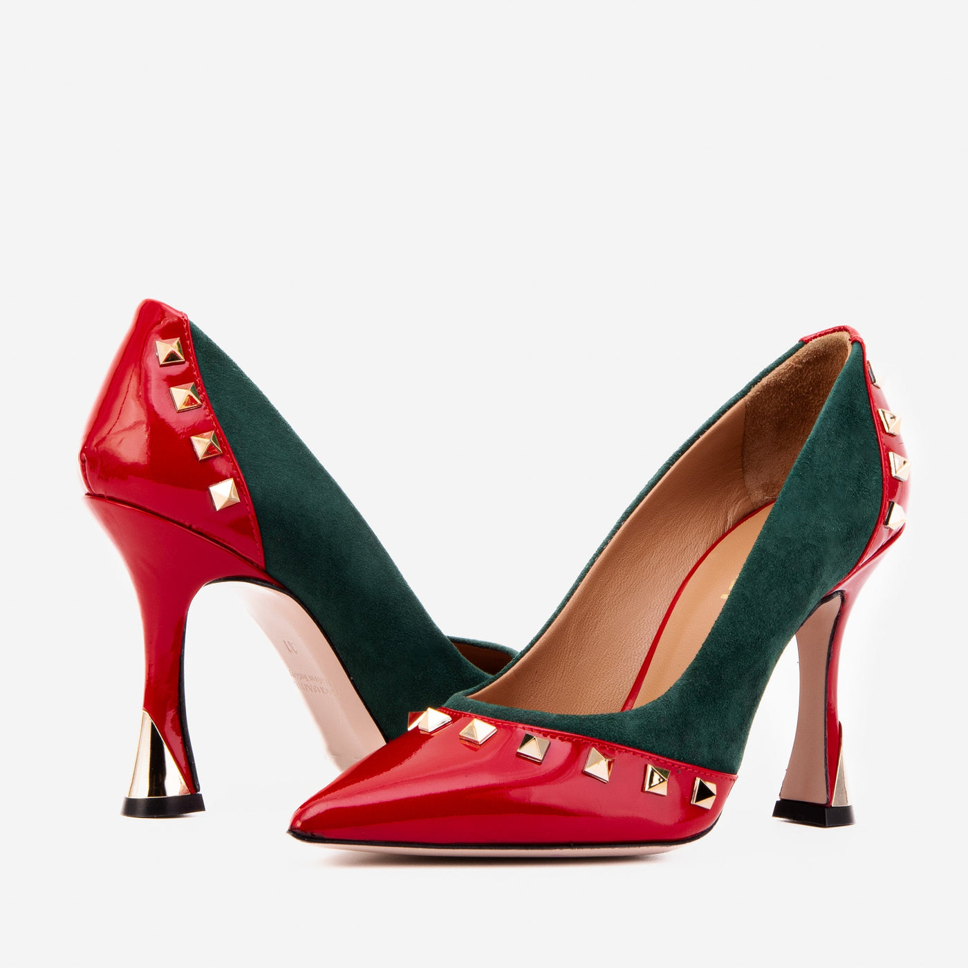 The Bella Vita Studded Red & Green Leather Pump Women Shoe - Glamourous Grace