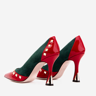The Bella Vita Studded Red & Green Leather Pump Women Shoe - Glamourous Grace
