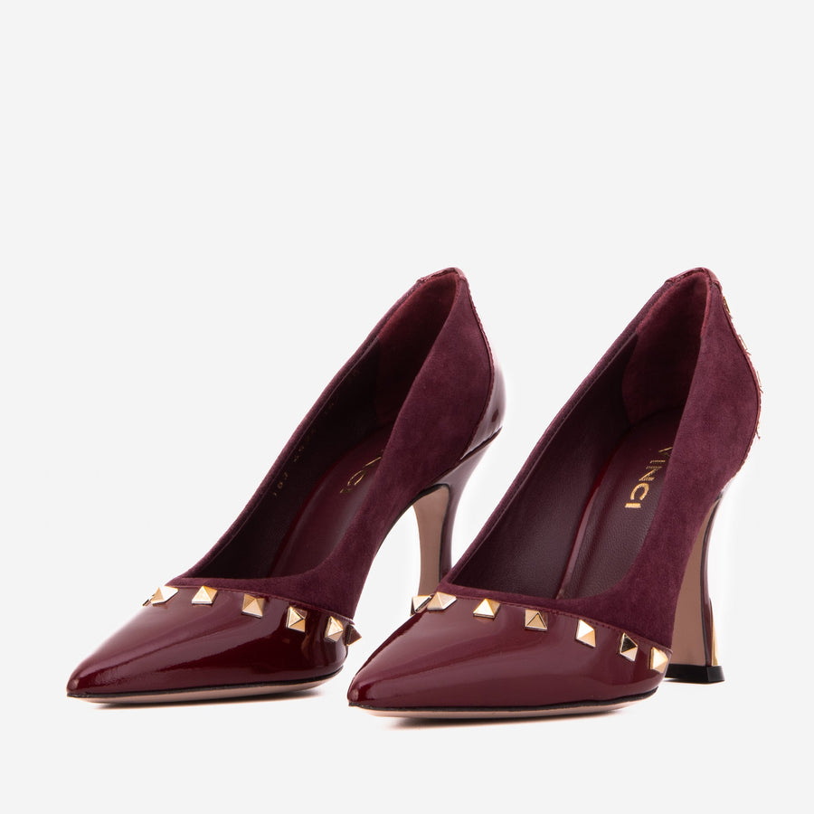 The Bella Vita Studded Burgundy Leather Pump Women Shoe - Glamourous Grace