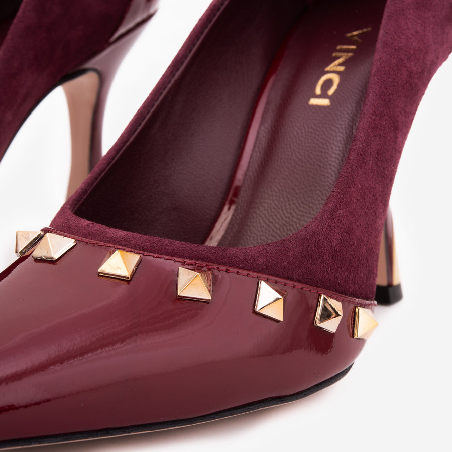 The Bella Vita Studded Burgundy Leather Pump Women Shoe - Glamourous Grace