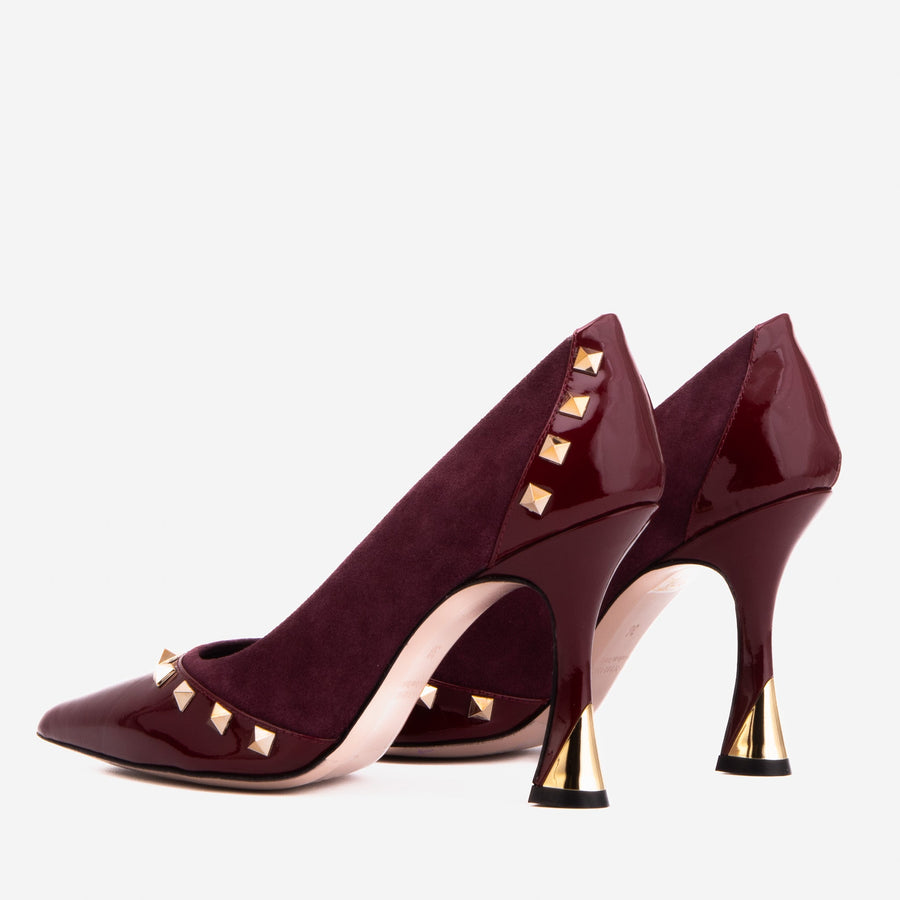 The Bella Vita Studded Burgundy Leather Pump Women Shoe - Glamourous Grace