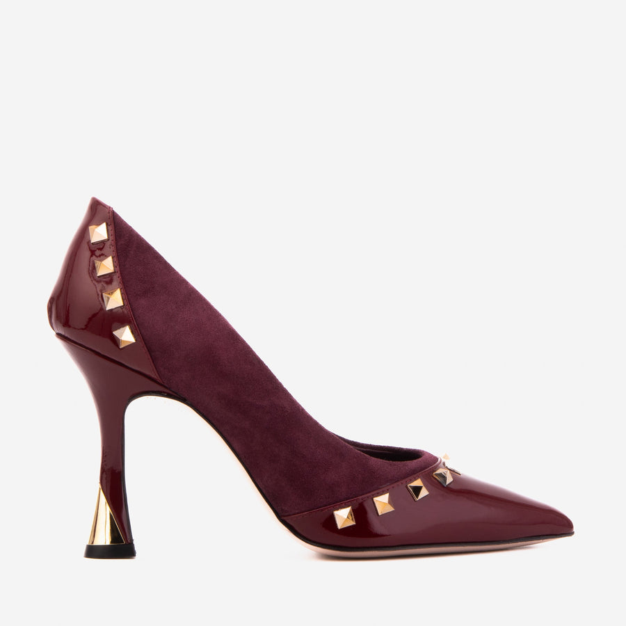 The Bella Vita Studded Burgundy Leather Pump Women Shoe - Glamourous Grace