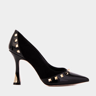 The Bella Vita Studded Black Leather Pump Women Shoe - Glamourous Grace