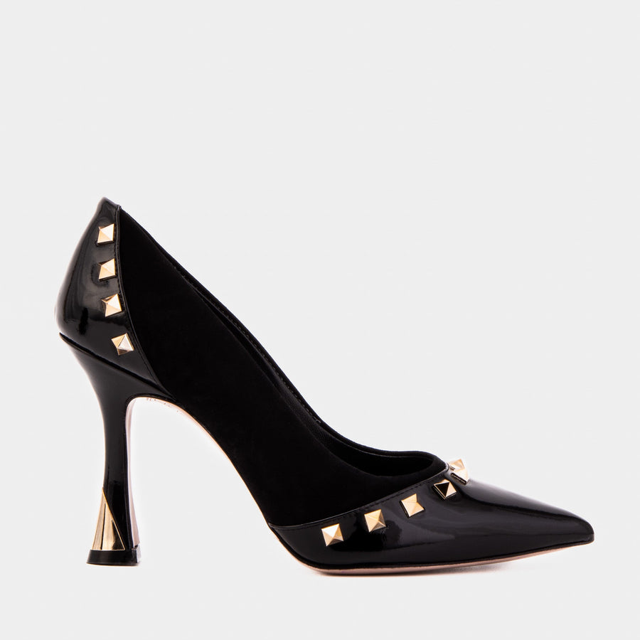 The Bella Vita Studded Black Leather Pump Women Shoe - Glamourous Grace