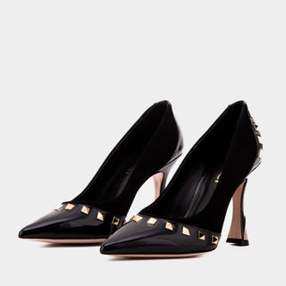 The Bella Vita Studded Black Leather Pump Women Shoe - Glamourous Grace