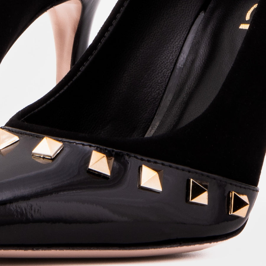 The Bella Vita Studded Black Leather Pump Women Shoe - Glamourous Grace