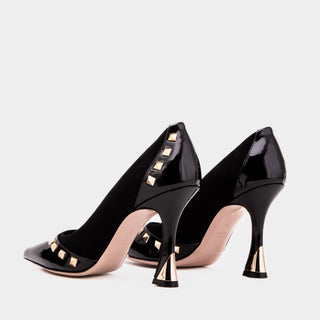 The Bella Vita Studded Black Leather Pump Women Shoe - Glamourous Grace