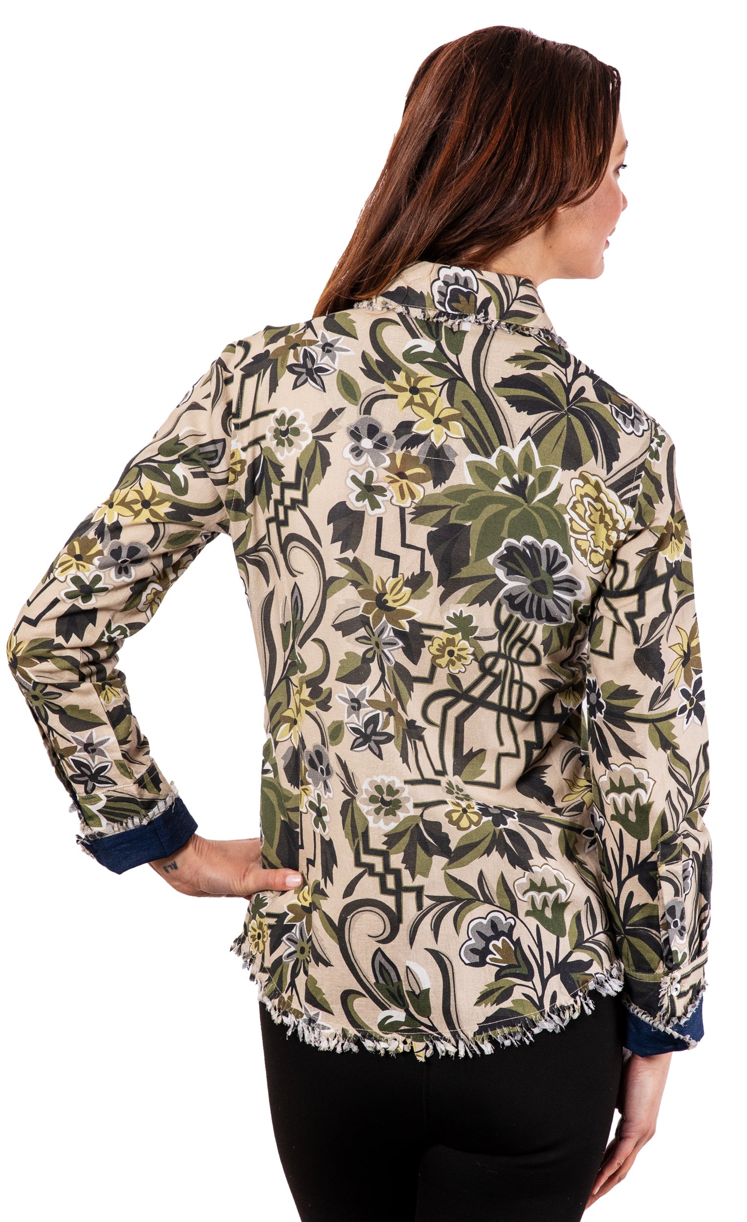 Cape Cod Tunic Neutral Tapestry Print Cotton Linen - Glamourous Grace