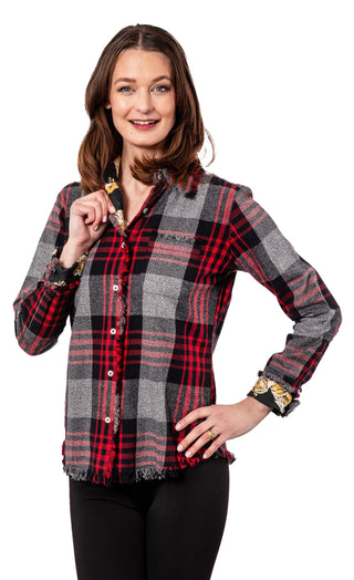 Cape Cod Tunic Grey Red Flannel Yarndye - Glamourous Grace
