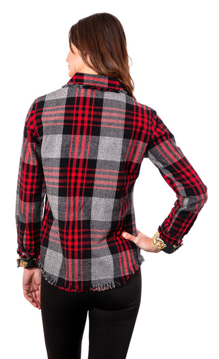 Cape Cod Tunic Grey Red Flannel Yarndye - Glamourous Grace