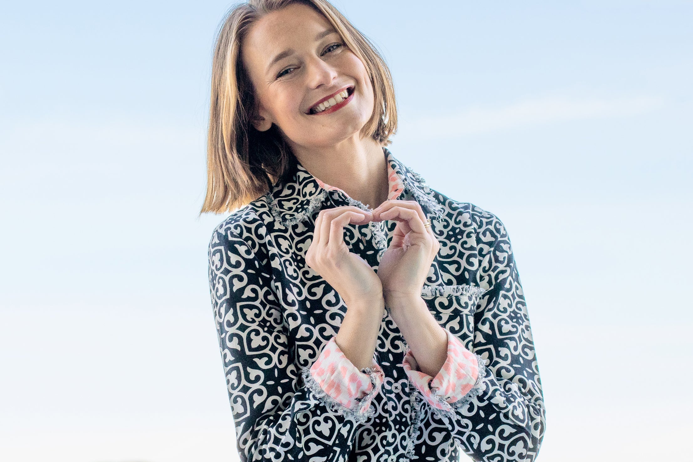 Cape Cod Shirt with Black & White Geometric Print - Glamourous Grace