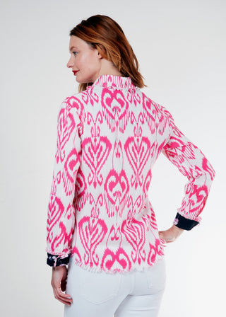 Cape Cod Tunic Pink White Ikat - Glamourous Grace