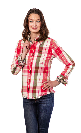 Cape Cod Tunic Pink Green Flannel - Glamourous Grace