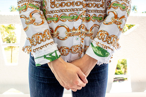 Cape Cod Shirt Green Links Print - Glamourous Grace
