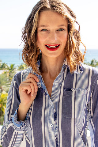 Cape Cod Shirt Blue Stripes - Glamourous Grace