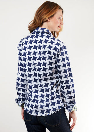 Cape Cod Tunic Navy White Houndstooth - Glamourous Grace
