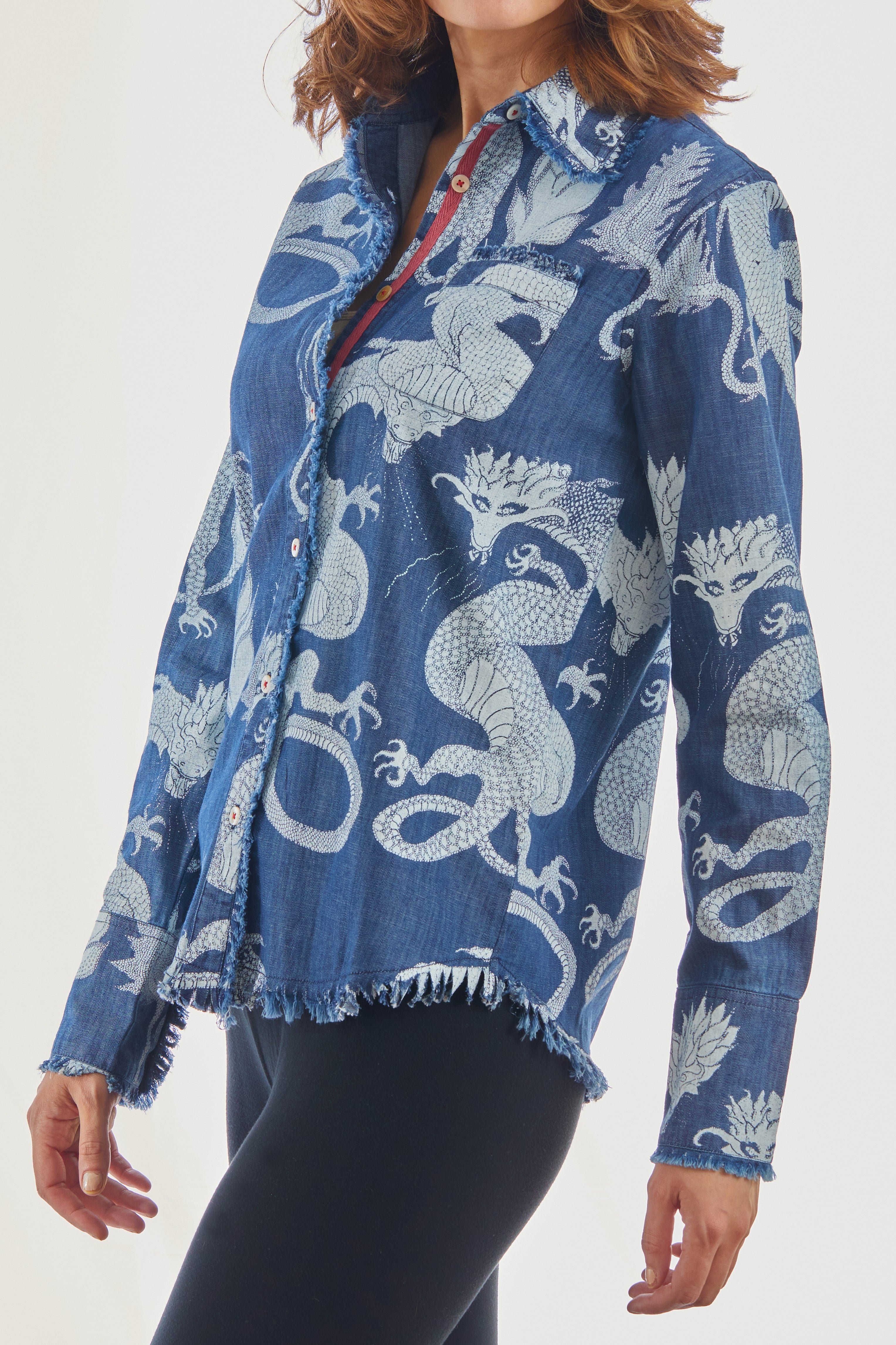 Cape Cod Shirt Denim with our Gorgeous Print - Glamourous Grace