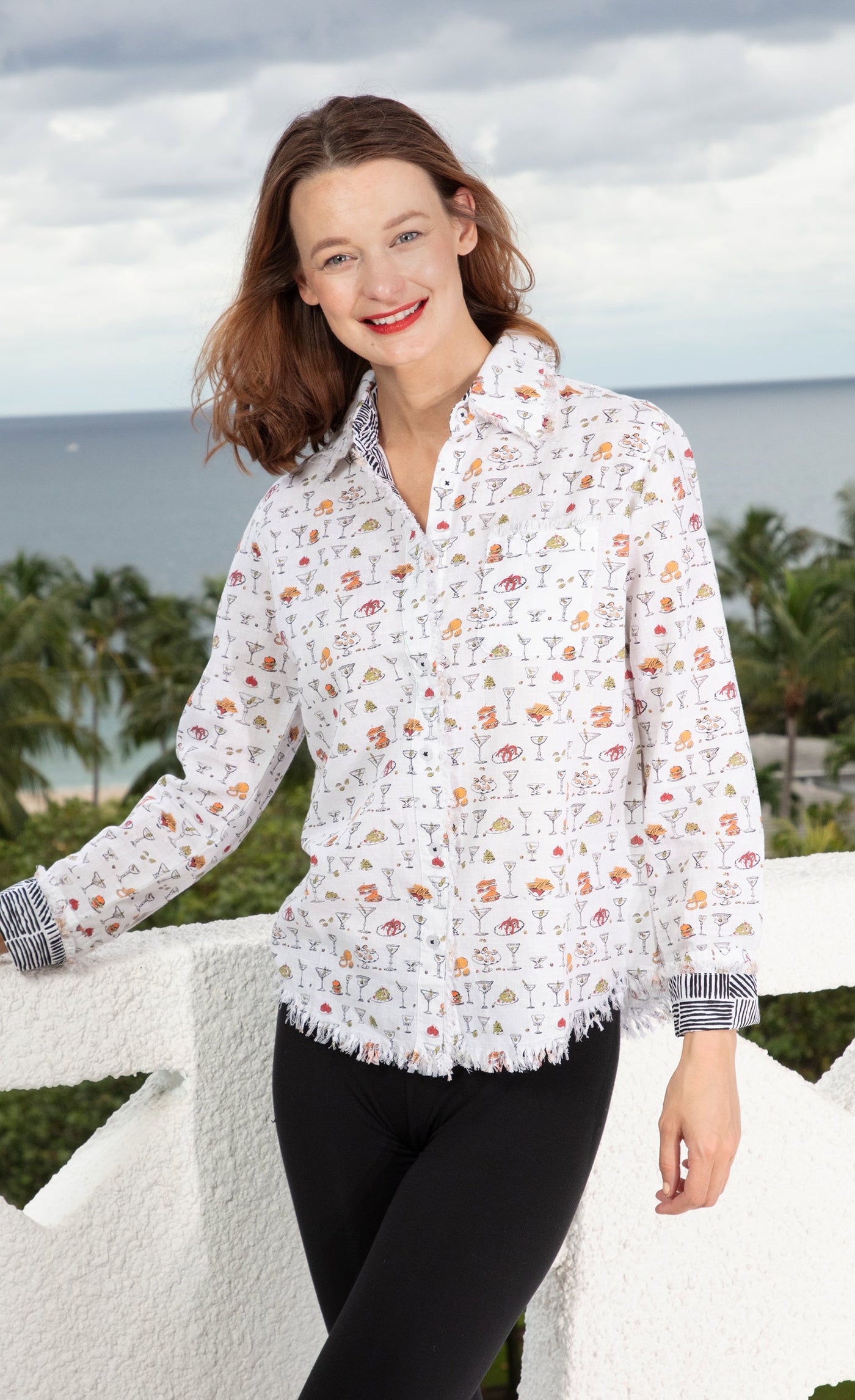 Cape Cod Top Little Martinis And Snacks Print - Glamourous Grace