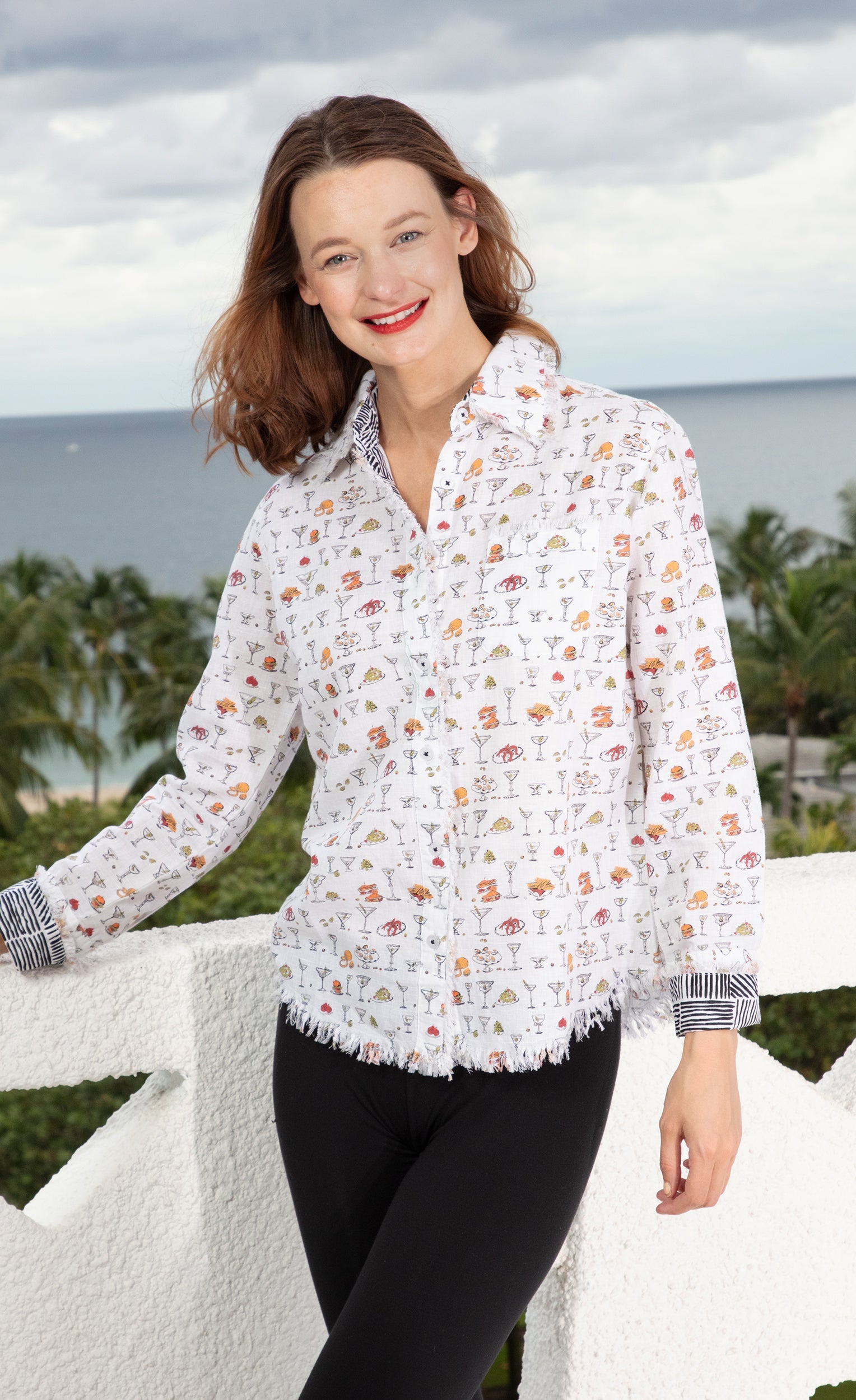 Cape Cod Top Little Martinis And Snacks Print - Glamourous Grace