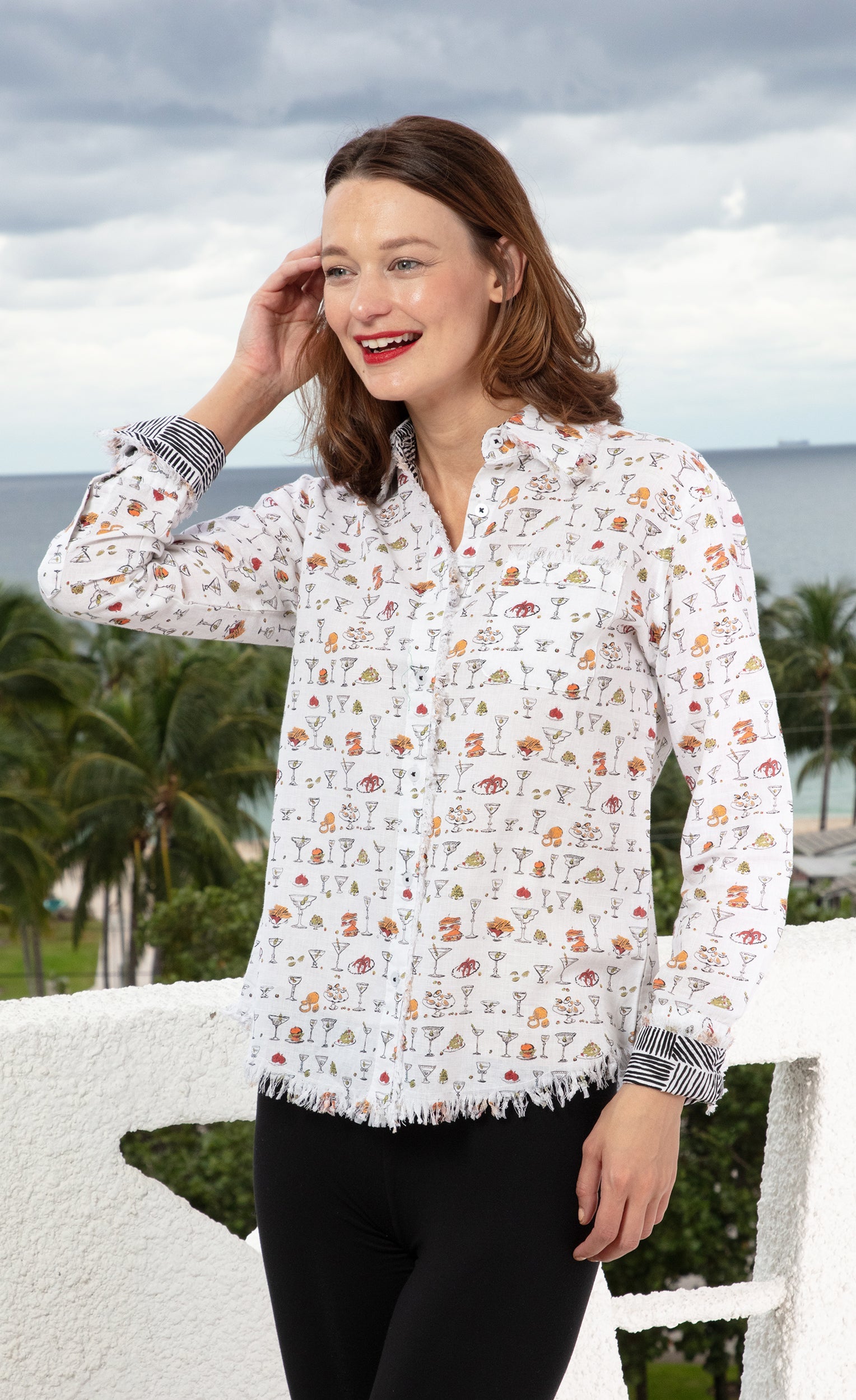 Cape Cod Top Little Martinis And Snacks Print - Glamourous Grace