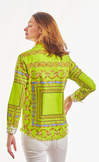 Cape Cod Acid Green And Navy Links Cotton Stretch - Glamourous Grace