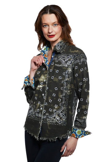 Cape Cod Olive Green Bandana Print - Glamourous Grace