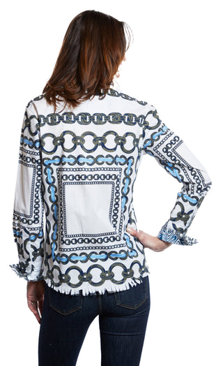 Cape Cod Tunic Olive Green And Navy Link Print - Glamourous Grace
