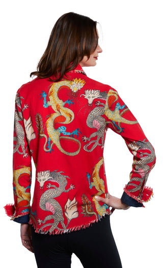 Cape Cod Tunic Red Ground Dragon Print - Glamourous Grace
