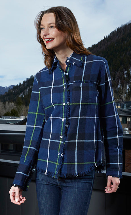 Cape Cod Tunic Blue Yard-Dyed-Flannel - Glamourous Grace