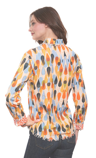Cape Cod Top Teardrops Print Cotton Linen - Glamourous Grace