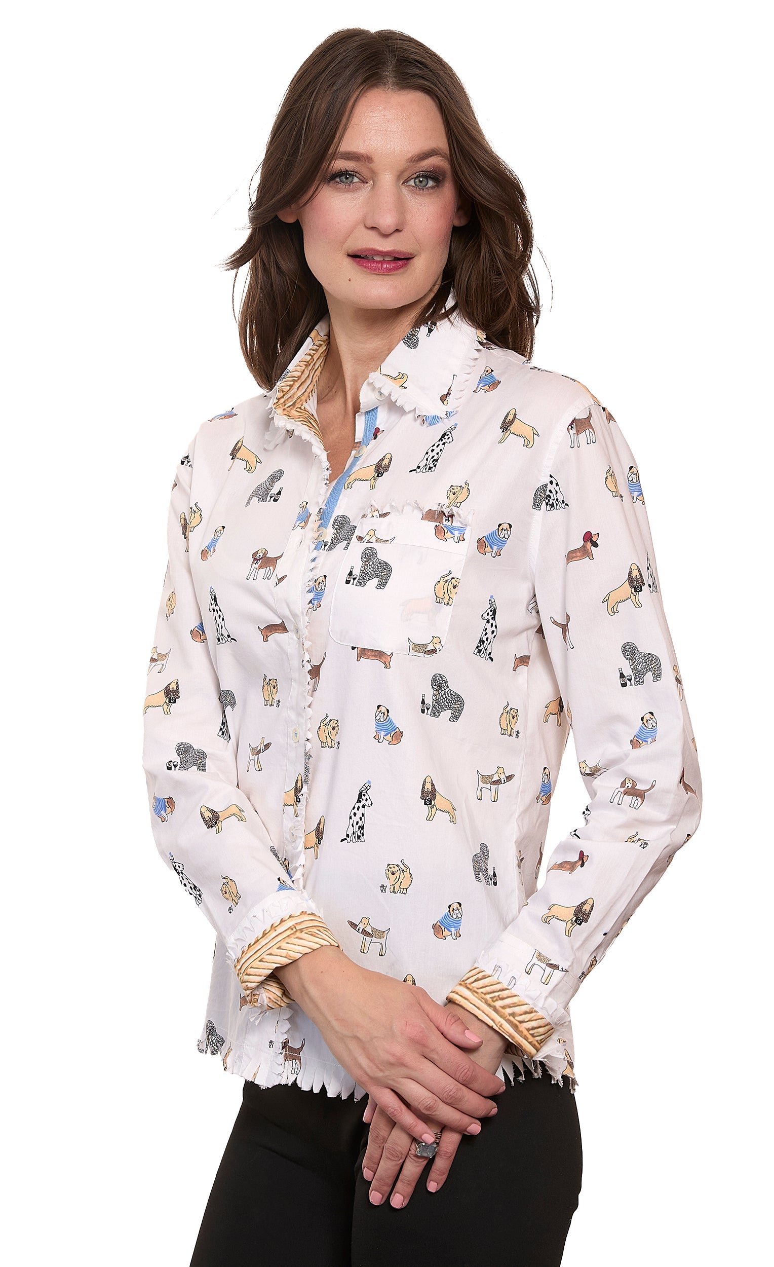 Cape Cod Top With All The French Doggies - Glamourous Grace