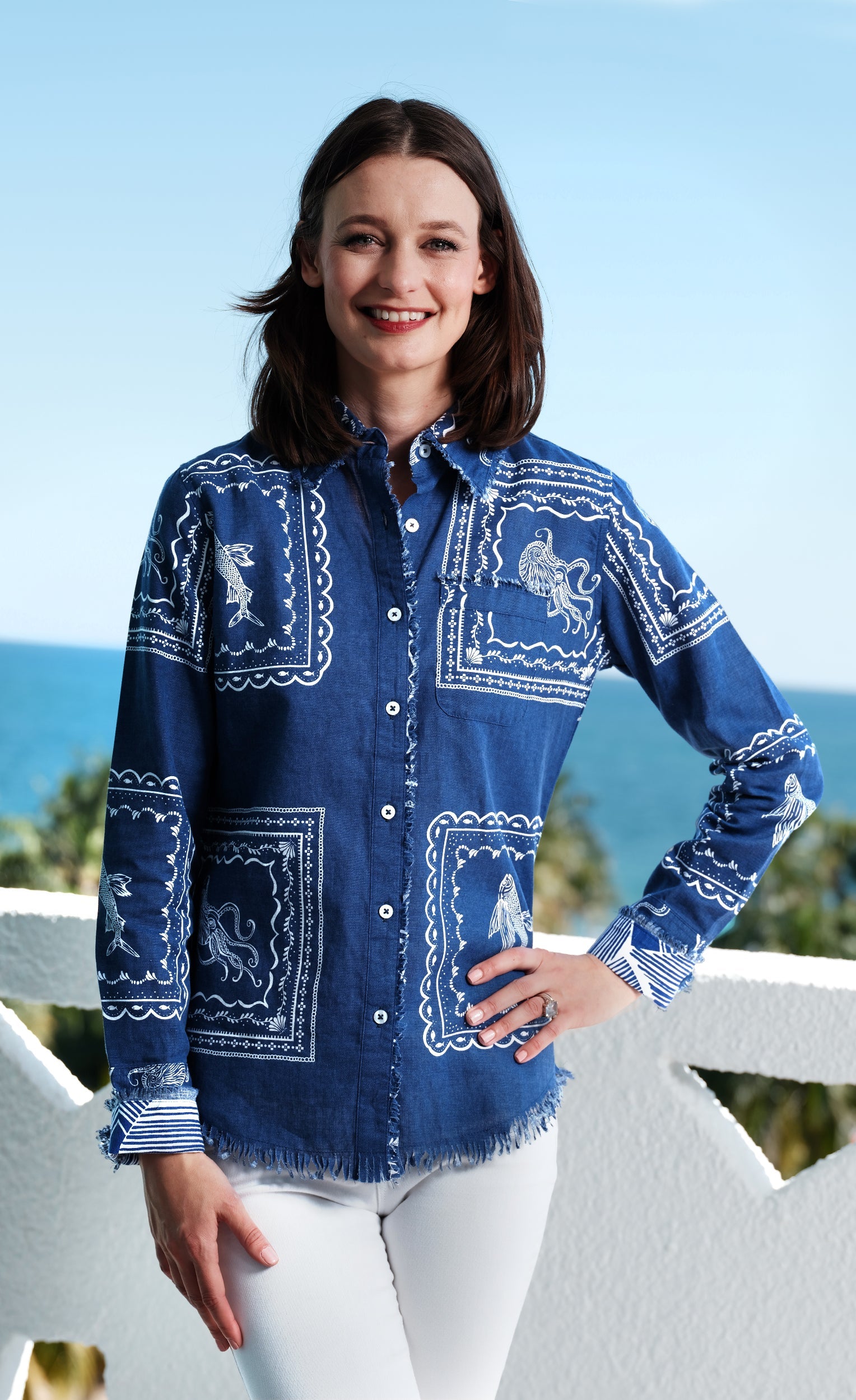 Cape Cod Top Sealife Print - Glamourous Grace