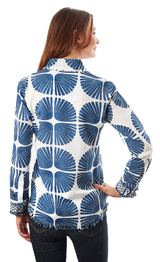Cape Cod Tunic Navy White Palm Fronds - Glamourous Grace