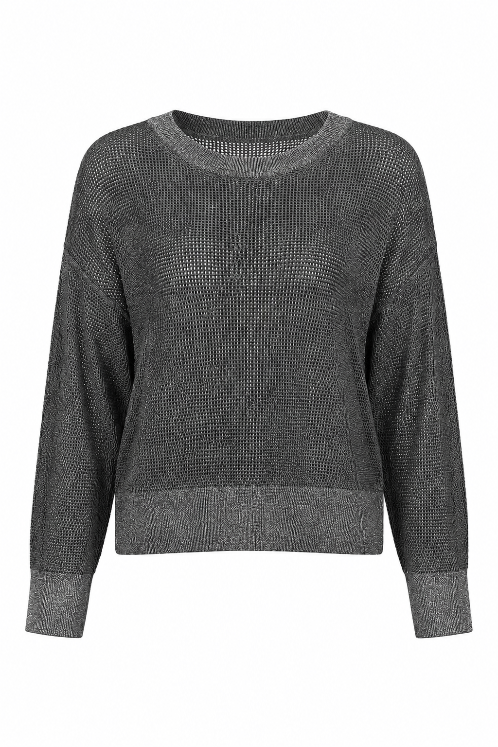 Pima Cotton Metallic Mini Seed Stitch - Asphalt/Silver - Glamourous Grace