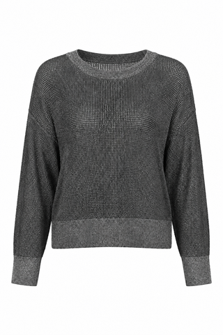 Pima Cotton Metallic Mini Seed Stitch - Asphalt/Silver - Glamourous Grace
