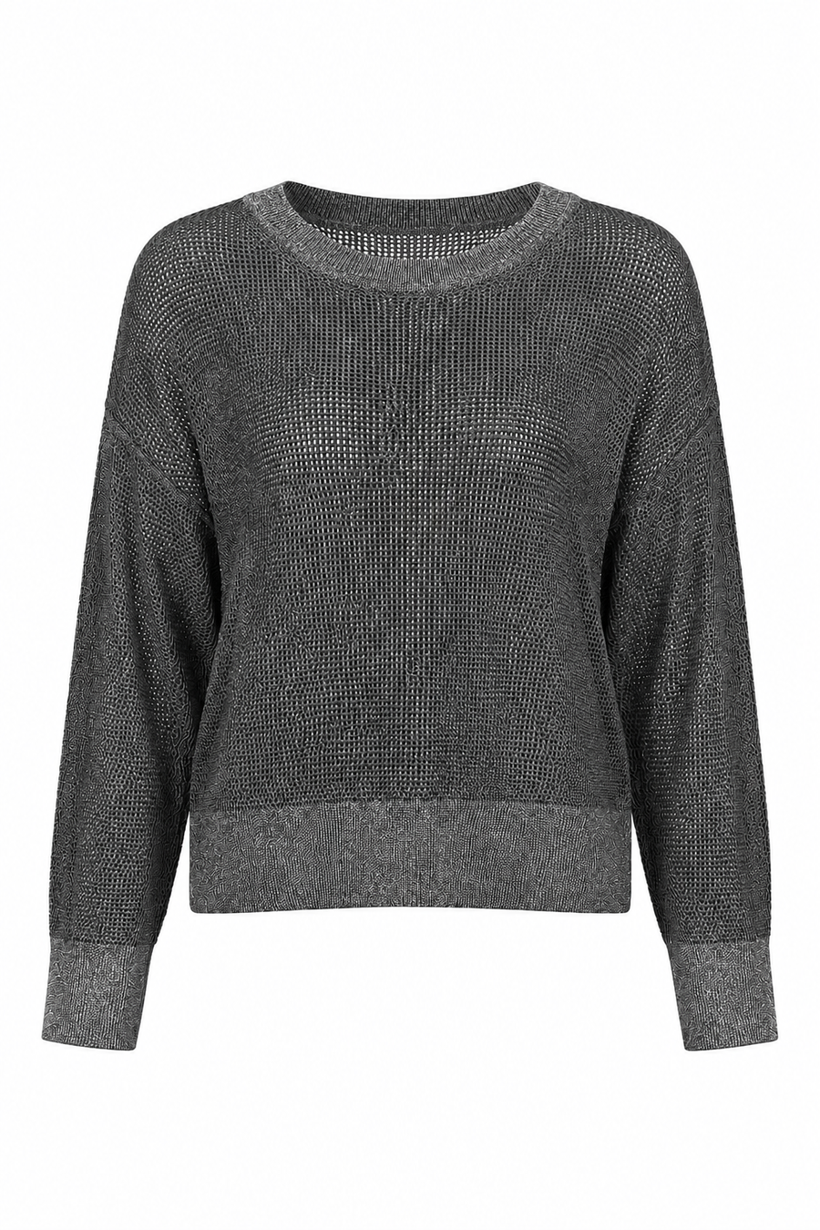 Pima Cotton Metallic Mini Seed Stitch - Asphalt/Silver - Glamourous Grace